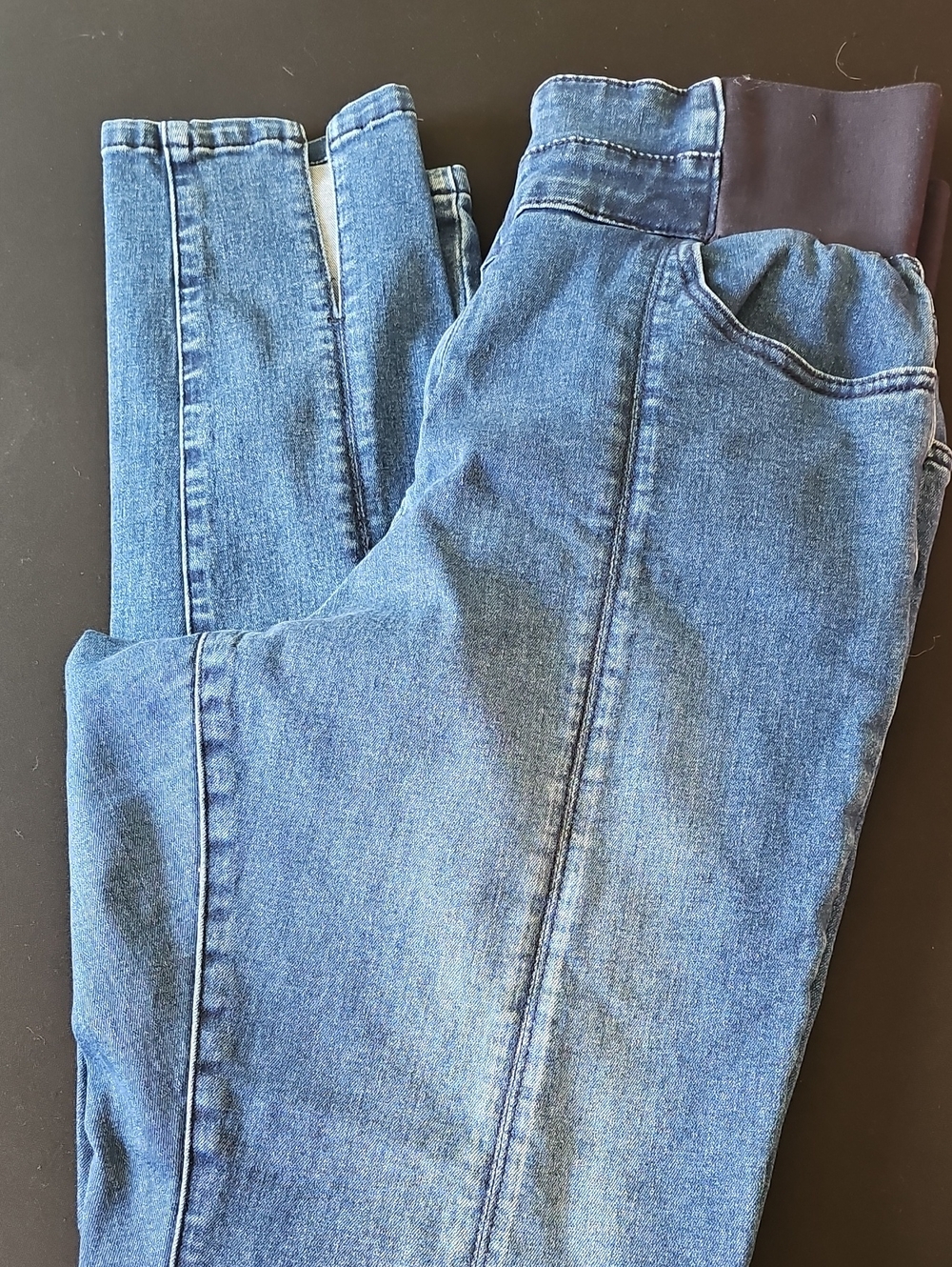 City Chic Slim Denim in Mid Blue with Dark Waistband
